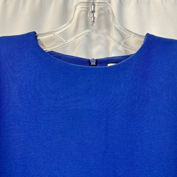 Edit Womens Blue 3/4 Bell Sleeve Crew Neck Back Zip Blouse Top Size Small - Picture 4 of 9